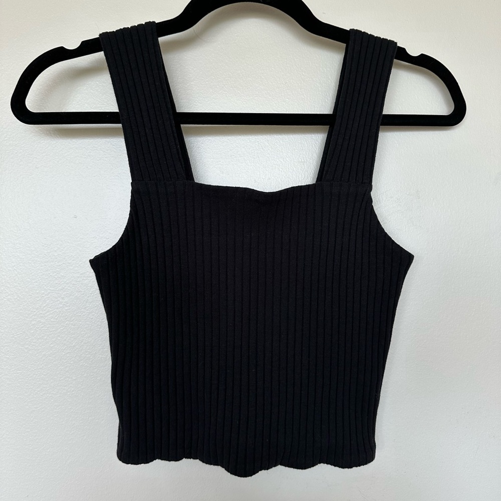 American eagle ribbed black crop tank top size XS